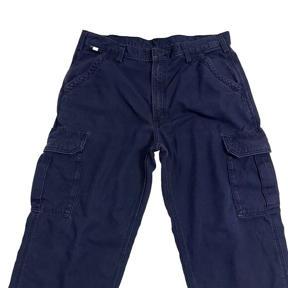 Carhartt Blue Dungaree Fit Flame Resistant Utility Cargo Work Pants Size 38x32 - Picture 4 of 14